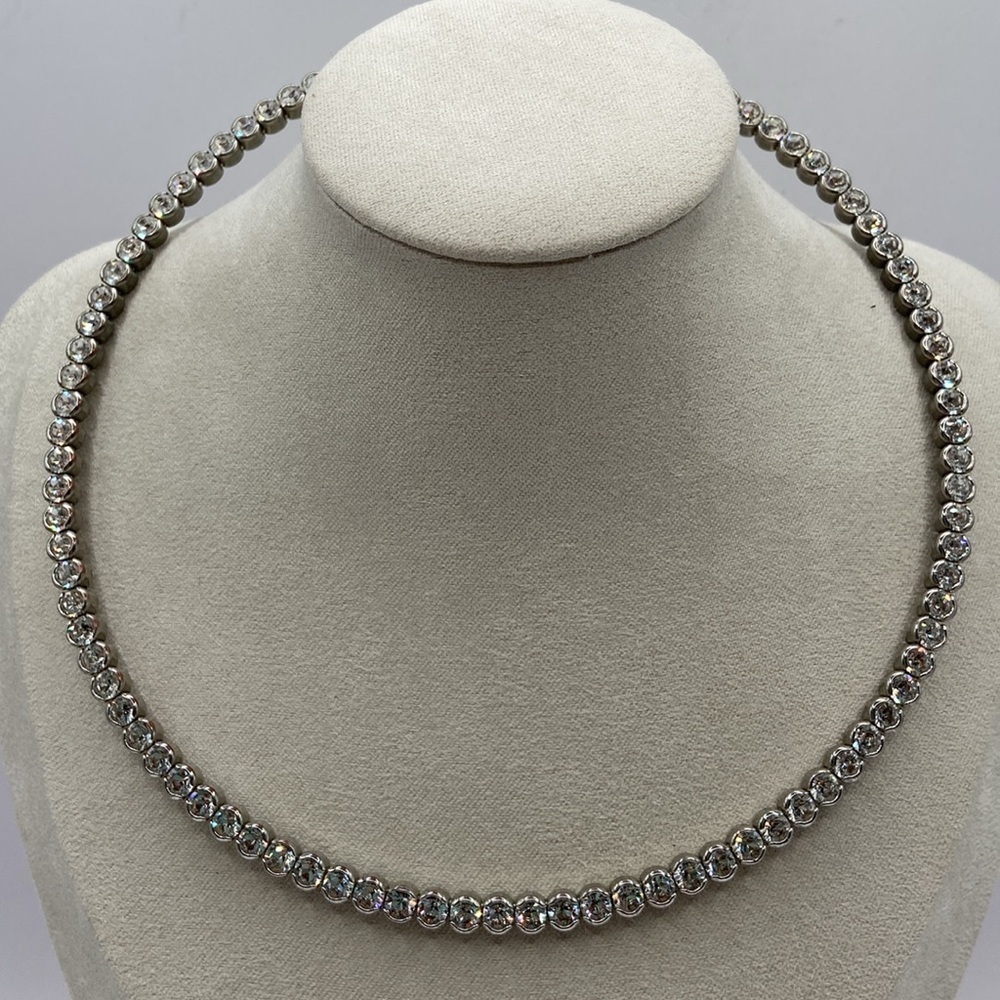 Joan Boyce Crystal Coil Necklace One Shine For All Clear M/L